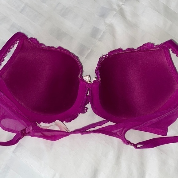 Victoria's Secret Purple Lace Floral Body by Victoria Lined Demi Bra Sexy Date - Picture 7 of 9